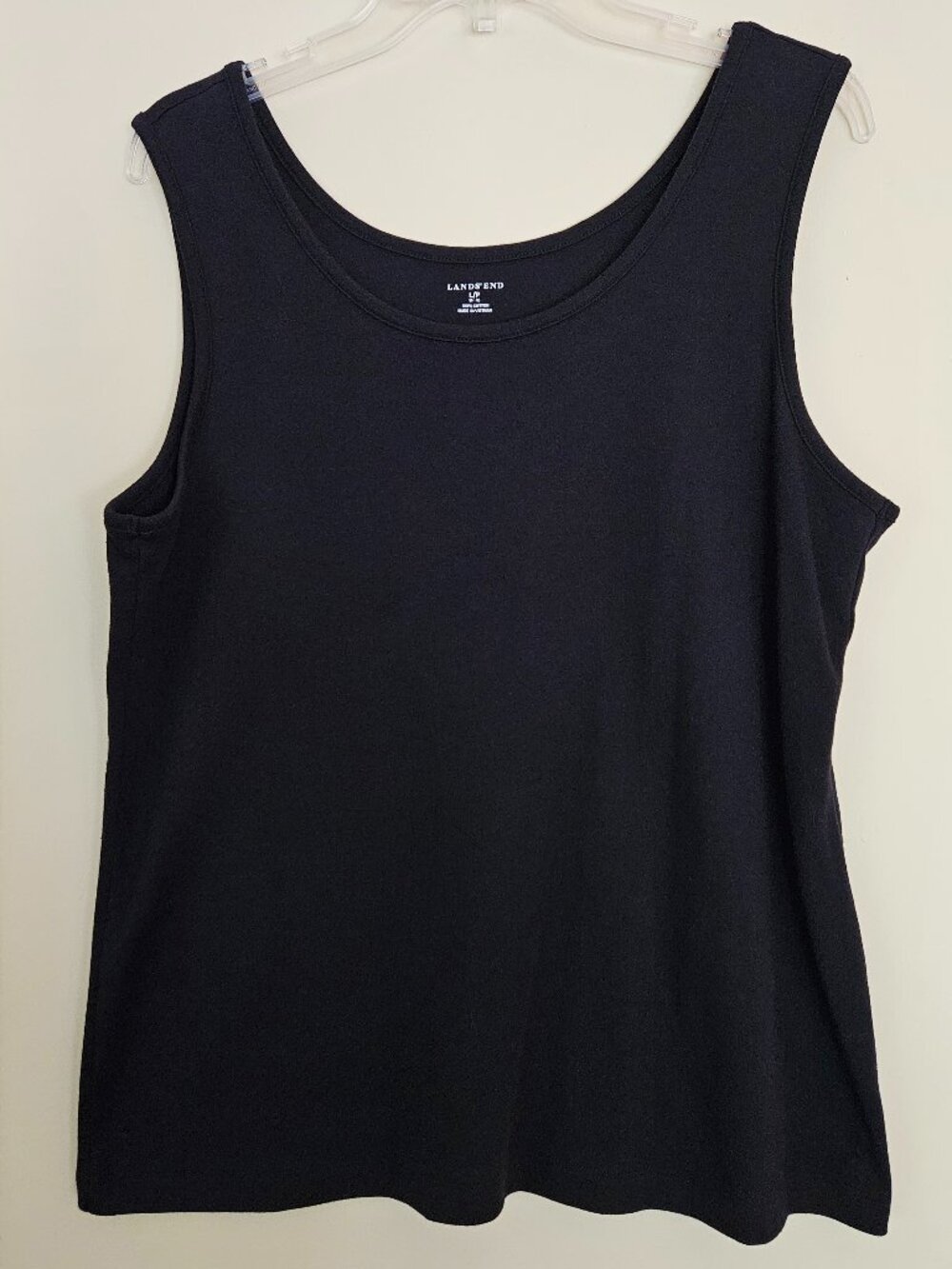 Lands End Layering Tank Top Size LP Black Cotton